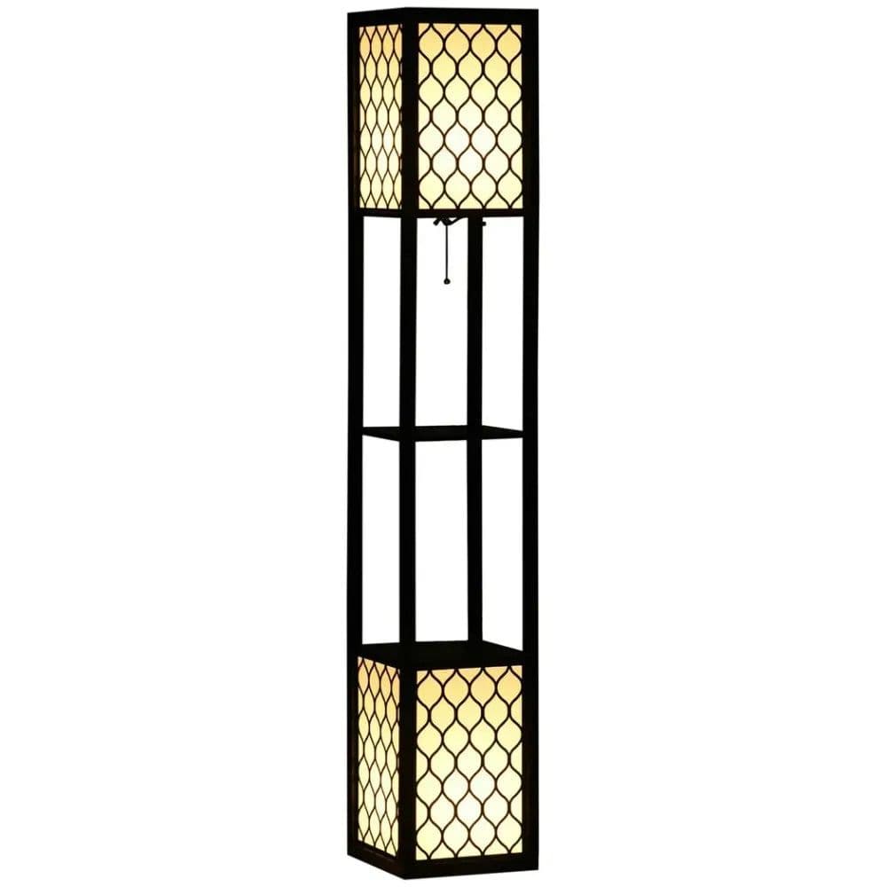 image-Floor Lamp with Shelves, 2 Light, Modern Standing Lamps for Living Room Bedroom