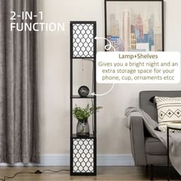 image-Floor Lamp with Shelves, 2 Light, Modern Standing Lamps for Living Room Bedroom
