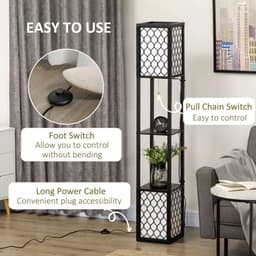 image-Floor Lamp with Shelves, 2 Light, Modern Standing Lamps for Living Room Bedroom