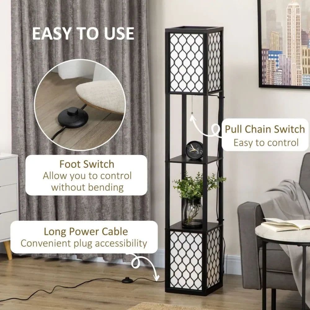 image-Floor Lamp with Shelves, 2 Light, Modern Standing Lamps for Living Room Bedroom