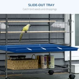 image-Bird Cage Aviary for Budgies Canaries w/ Rolling Stand Slide-Out Tray, Grey