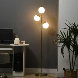 image-Modern Floor Lamp for Living Room Bedroom, 3 Light Tree Standing Lamp, Gold