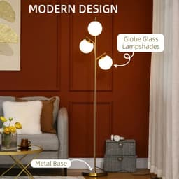 image-Modern Floor Lamp for Living Room Bedroom, 3 Light Tree Standing Lamp, Gold