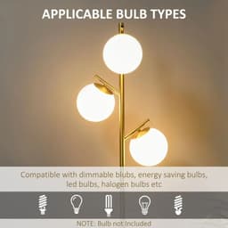 image-Modern Floor Lamp for Living Room Bedroom, 3 Light Tree Standing Lamp, Gold