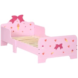 image-Princess-Themed Kids Toddler Bed w/ Cute Patterns, Safety Rails - Pink