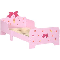 image-Princess-Themed Kids Toddler Bed w/ Cute Patterns, Safety Rails - Pink