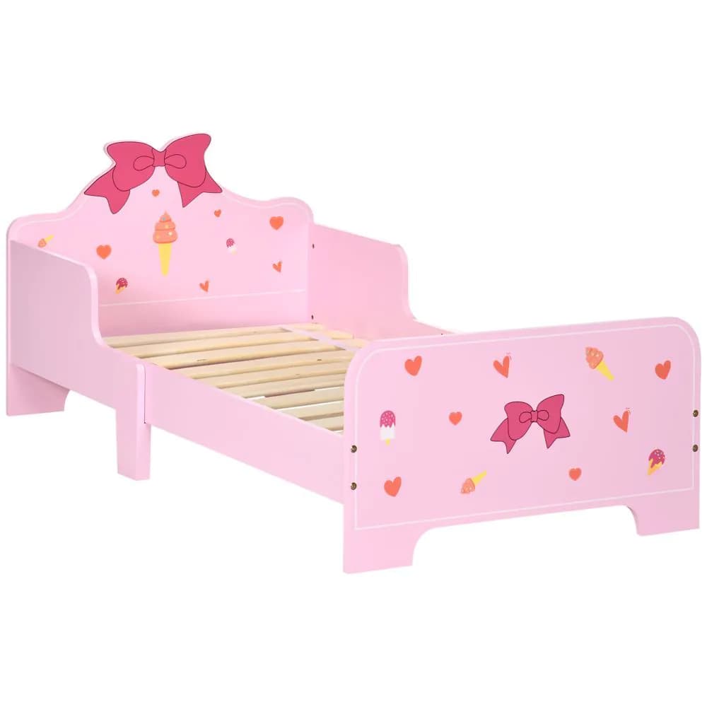 image-Princess-Themed Kids Toddler Bed w/ Cute Patterns, Safety Rails - Pink