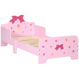 image-Princess-Themed Kids Toddler Bed w/ Cute Patterns, Safety Rails - Pink