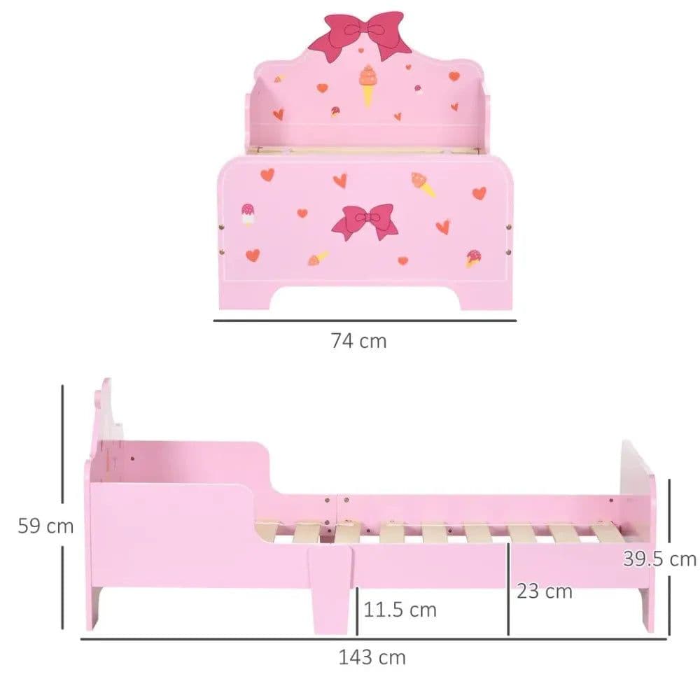 image-Princess-Themed Kids Toddler Bed w/ Cute Patterns, Safety Rails - Pink