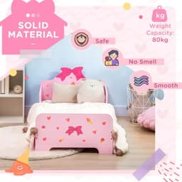 image-Princess-Themed Kids Toddler Bed w/ Cute Patterns, Safety Rails - Pink