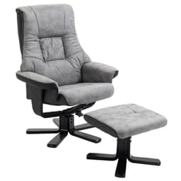 image-Manual Recliner Sofa With Footrest 360 Swivel Sofa Armchair Faux Leather Grey