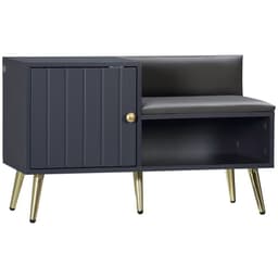 image-Shoe Bench with Storage Cabinet, Seating Cushion for Entryway Hallway Grey