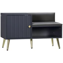image-Shoe Bench with Storage Cabinet, Seating Cushion for Entryway Hallway Grey
