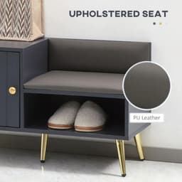 image-Shoe Bench with Storage Cabinet, Seating Cushion for Entryway Hallway Grey