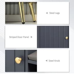 image-Shoe Bench with Storage Cabinet, Seating Cushion for Entryway Hallway Grey