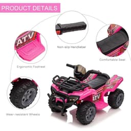 image-Kids Ride-on Four Wheeler ATV Car with Music for 18-36 months Pink