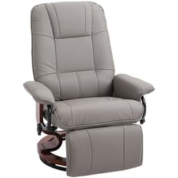 image-Ergonomic Recliner Sofa Chair PU Leather Armchair Lounger with Footrest, Grey