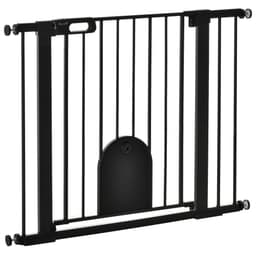 image-75-103 cm Extra Wide Pet Safety Gate, Stair Pressure Fit, Double Locking, Black