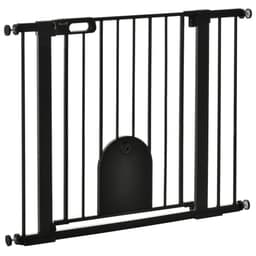 image-75-103 cm Extra Wide Pet Safety Gate, Stair Pressure Fit, Double Locking, Black