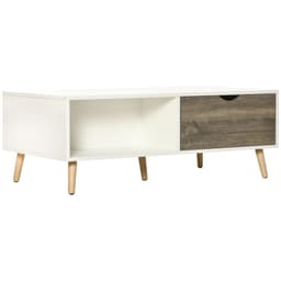 image-Modern Coffee Tables for Living Room w/ Storage Shelves, 2 Drawers, White