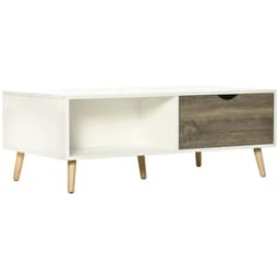 image-Modern Coffee Tables for Living Room w/ Storage Shelves, 2 Drawers, White