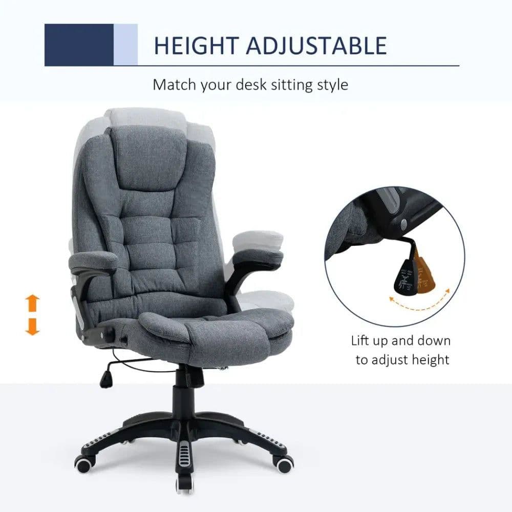 image-High Back Home Office Chair Computer Desk Chair w/ Arms Swivel Wheels Dark Grey