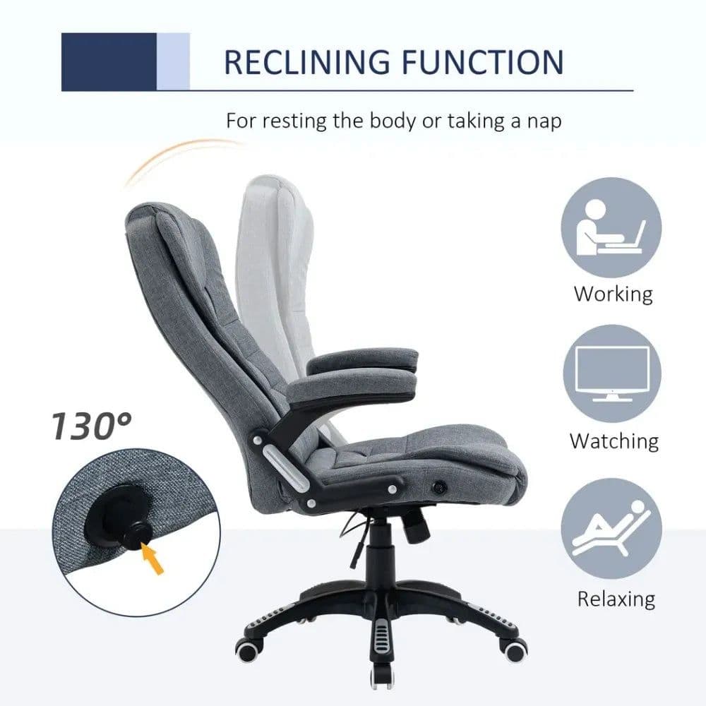 image-High Back Home Office Chair Computer Desk Chair w/ Arms Swivel Wheels Dark Grey