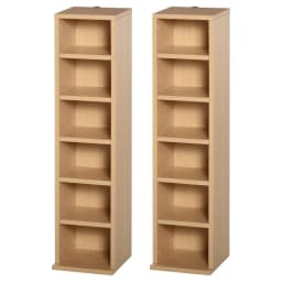 image-Set of 2 CD Media Display Shelf Unit Tower Rack w/ Adjustable Shelves Wood Color