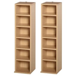 image-Set of 2 CD Media Display Shelf Unit Tower Rack w/ Adjustable Shelves Wood Color