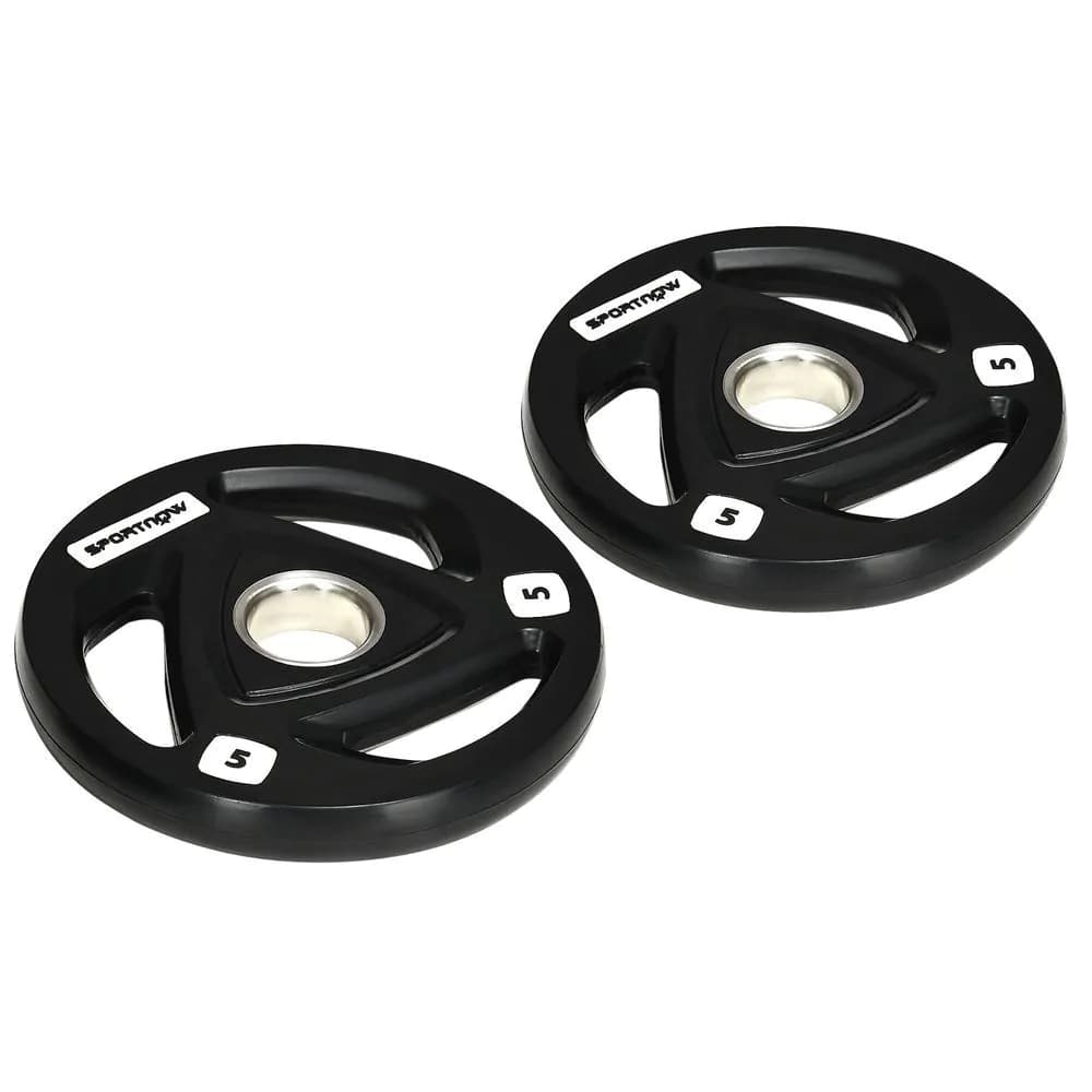 image-Olympic Weight Plates, Tri-Grip Barbell Weights Set with 2'' Holes, 2 x 5kg