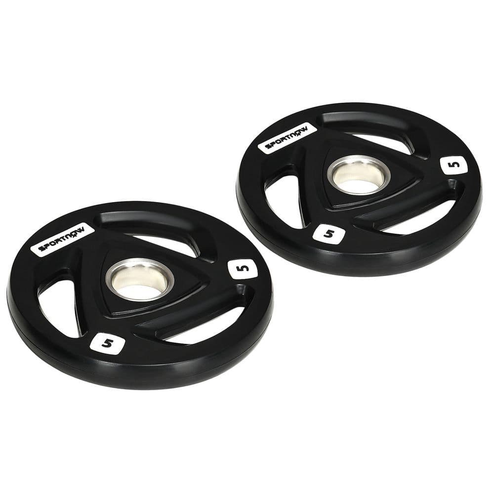 image-Olympic Weight Plates, Tri-Grip Barbell Weights Set with 2'' Holes, 2 x 5kg