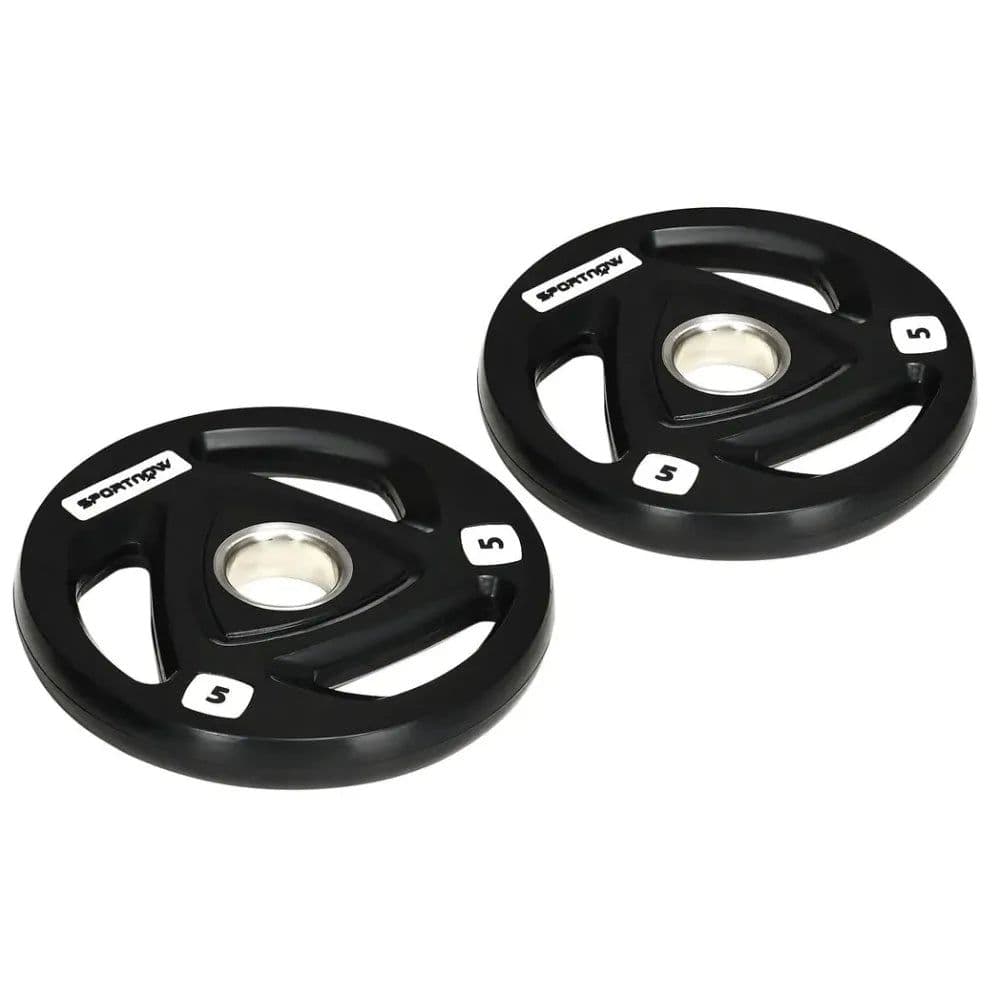 image-Olympic Weight Plates, Tri-Grip Barbell Weights Set with 2'' Holes, 2 x 5kg