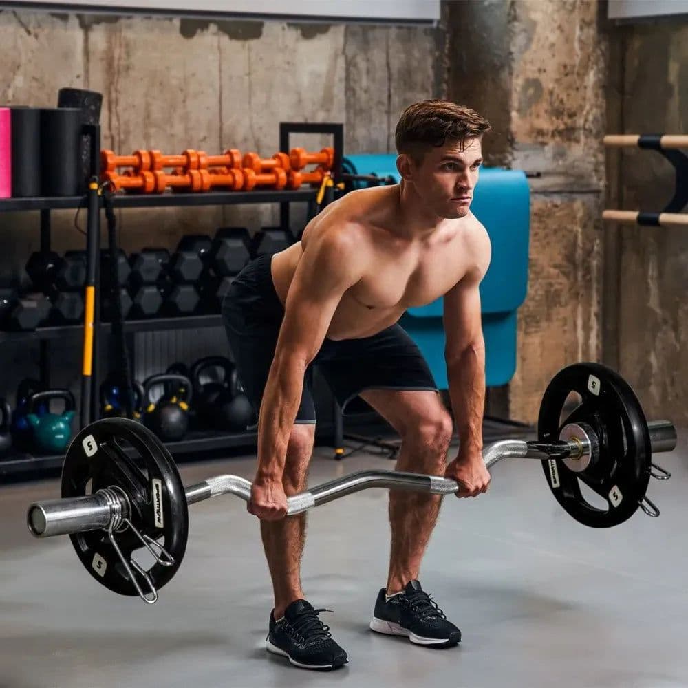 image-Olympic Weight Plates, Tri-Grip Barbell Weights Set with 2'' Holes, 2 x 5kg