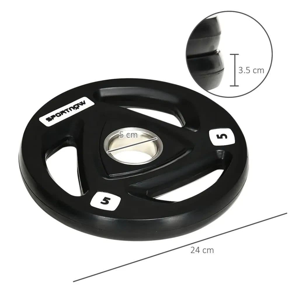 image-Olympic Weight Plates, Tri-Grip Barbell Weights Set with 2'' Holes, 2 x 5kg