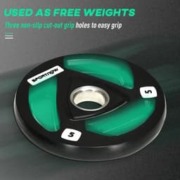 image-Olympic Weight Plates, Tri-Grip Barbell Weights Set with 2'' Holes, 2 x 5kg