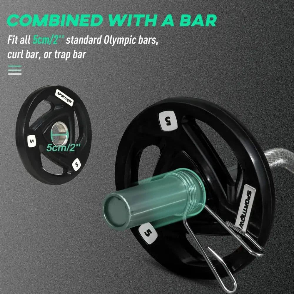image-Olympic Weight Plates, Tri-Grip Barbell Weights Set with 2'' Holes, 2 x 5kg