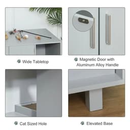image-Indoor Feline Cat Box Furniture Kitty Table w/ Scratch & Magnetic Doors, Grey