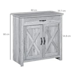 image-Farmhouse Barn Door Sideboard Buffet Storage Cabinet Coffee Bar Grey Grain