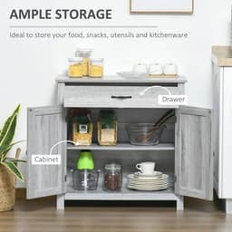 image-Farmhouse Barn Door Sideboard Buffet Storage Cabinet Coffee Bar Grey Grain