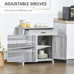 image-Farmhouse Barn Door Sideboard Buffet Storage Cabinet Coffee Bar Grey Grain