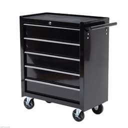 image-Steel 5-Drawer Tool Storage Cabinet Lockable w/ Wheels Handle 2 Keys Garage