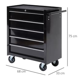 image-Steel 5-Drawer Tool Storage Cabinet Lockable w/ Wheels Handle 2 Keys Garage