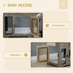image-Double-Door Dog Kennel Furniture Pet Crate, for Medium Dogs, Indoor Use - Grey