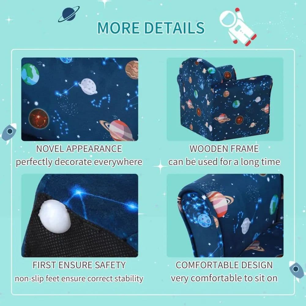 image-Children Kids Mini Sofa Armchair, Planet-Themed Chair, for Bedroom, Playroom