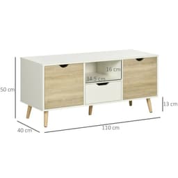 image-Modern TV Unit Cabinet Stand w/ Cabinets and Drawer for Living Room Natural
