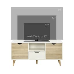 image-Modern TV Unit Cabinet Stand w/ Cabinets and Drawer for Living Room Natural