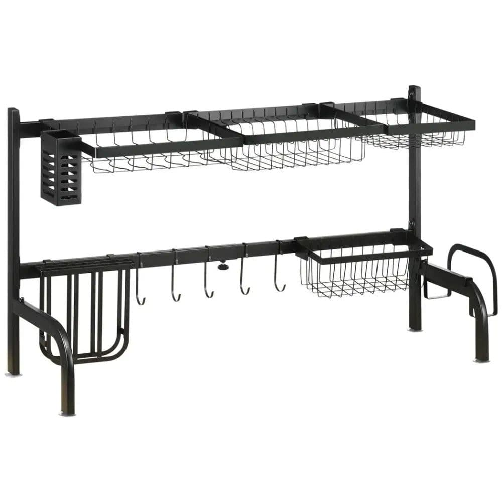 image-Space Saving Over The Sink Dish Drying Rack, 2 Tier Adjustable Dish Drainer
