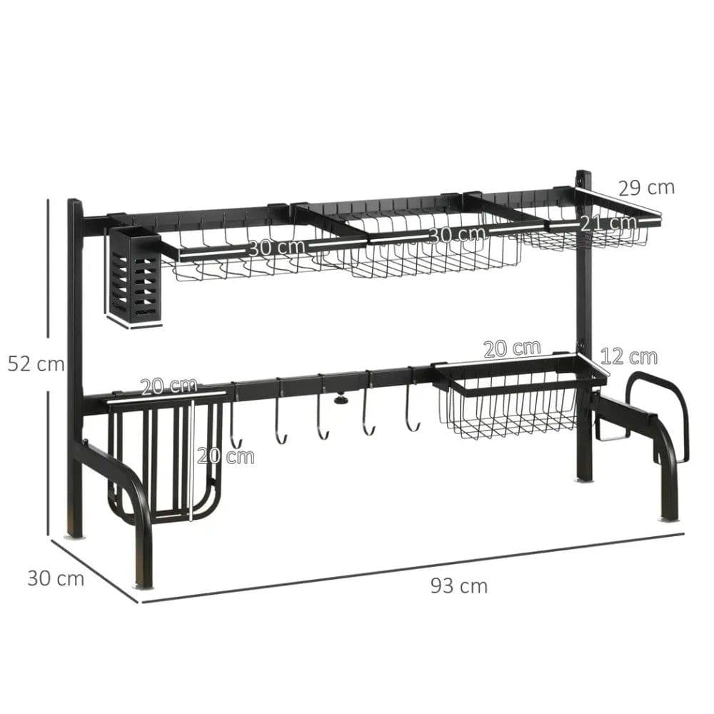 image-Space Saving Over The Sink Dish Drying Rack, 2 Tier Adjustable Dish Drainer