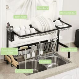 image-Space Saving Over The Sink Dish Drying Rack, 2 Tier Adjustable Dish Drainer