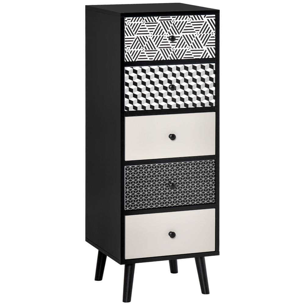 image-Chest of Drawers, 5 Drawer Dresser, Wooden Storage Cabinet Bedroom, Living Room